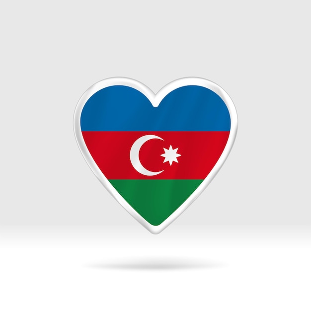 Heart from Azerbaijan flag. Silver button star and flag template. Easy editing and vector in groups.