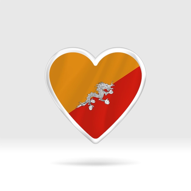 Heart from Bhutan flag. Silver button star and flag template. Easy editing and vector in groups.