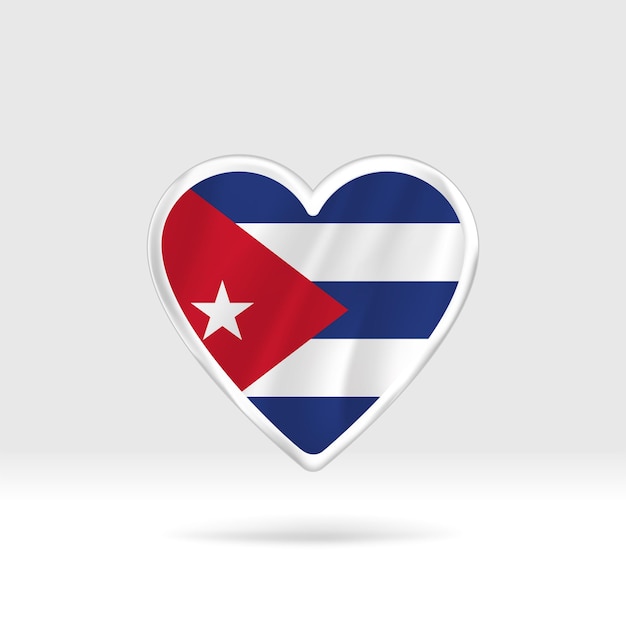 Heart from Cuba flag. Silver button star and flag template. Easy editing and vector in groups.