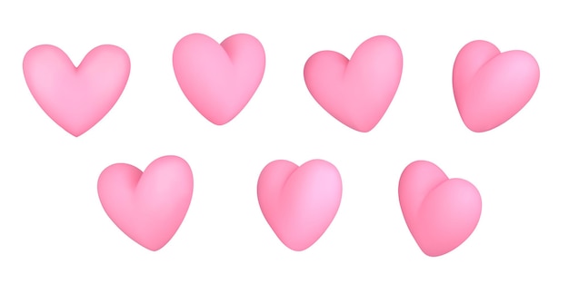 Heart from different angles. Pink hearts.