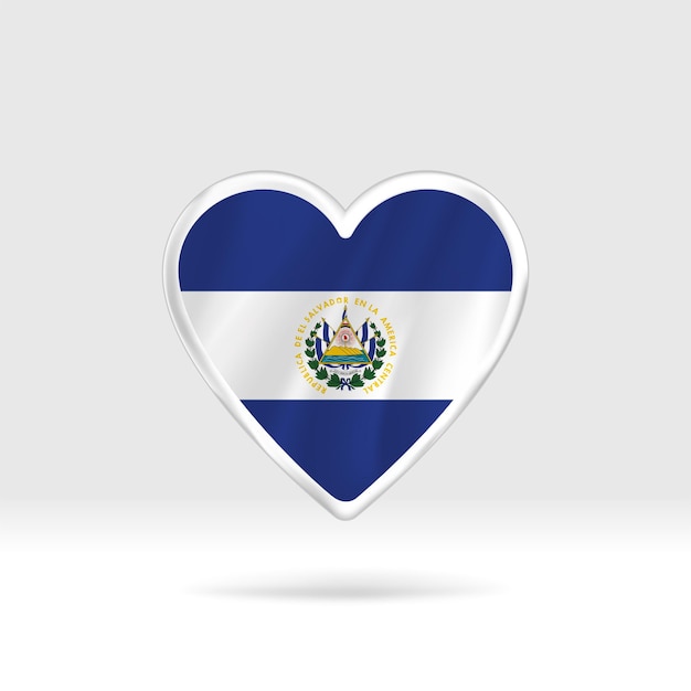 Heart from El Salvador flag. Silver button star and flag template. Easy editing and vector in groups