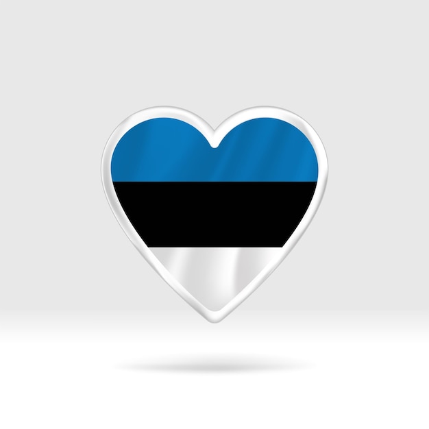 Heart from Estonia flag. Silver button star and flag template. Easy editing and vector in groups.