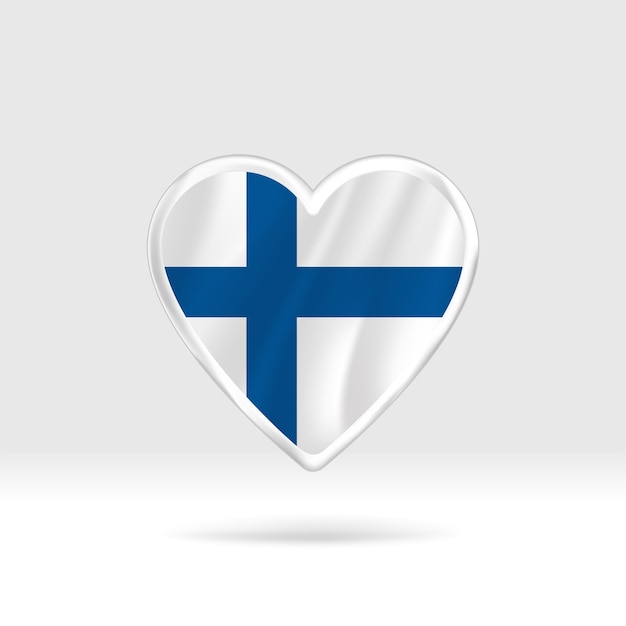 Heart from Finland flag. Silver button star and flag template. Easy editing and vector in groups.