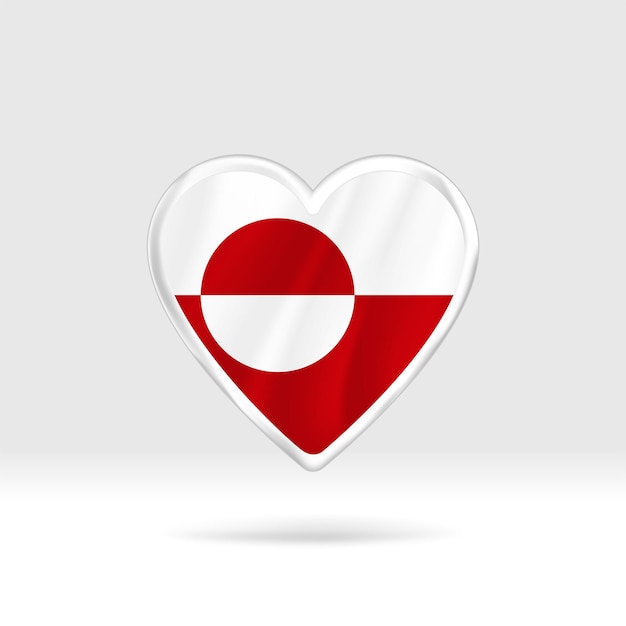 Heart from Greenland flag. Silver button star and flag template. Easy editing and vector in groups.