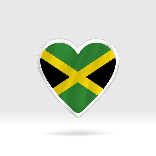 Heart from Jamaica flag. Silver button star and flag template. Easy editing and vector in groups.