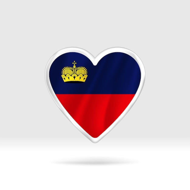 Heart from Liechtenstein flag. Silver button star and flag template.