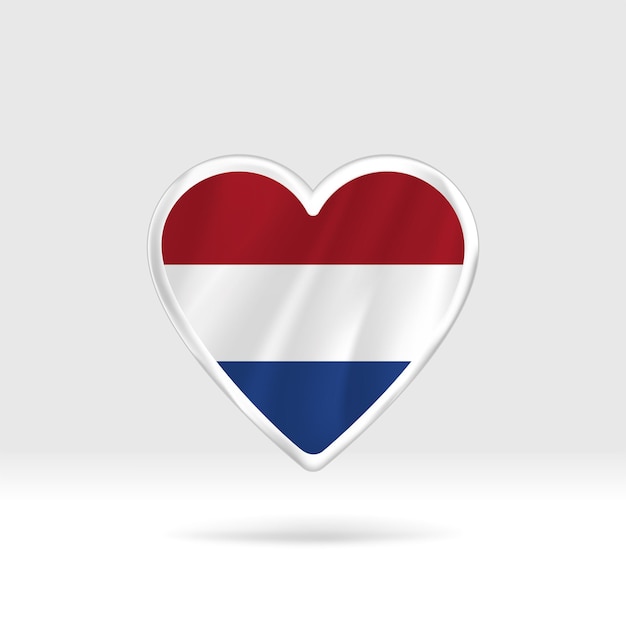 Heart from Netherlands flag. Silver button heart and flag template. Easy editing and vector in group