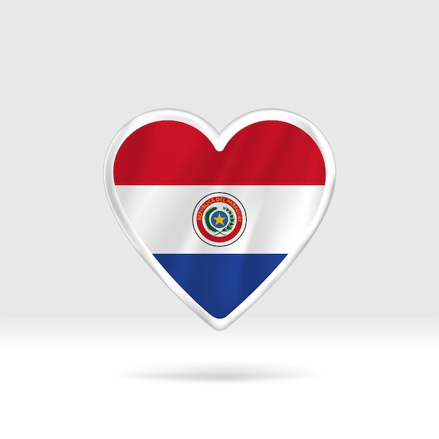 Heart from Paraguay flag. Silver button heart and flag template. Easy editing and vector in groups.