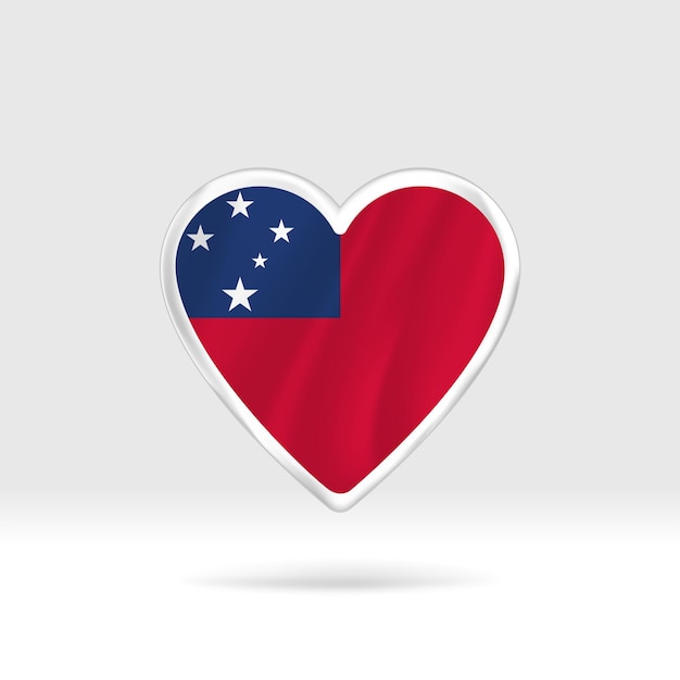 Heart from Samoa flag. Silver button heart and flag template. Easy editing and vector in groups.