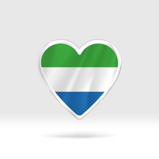 Heart from Sierra Leone flag. Silver button heart and flag template.