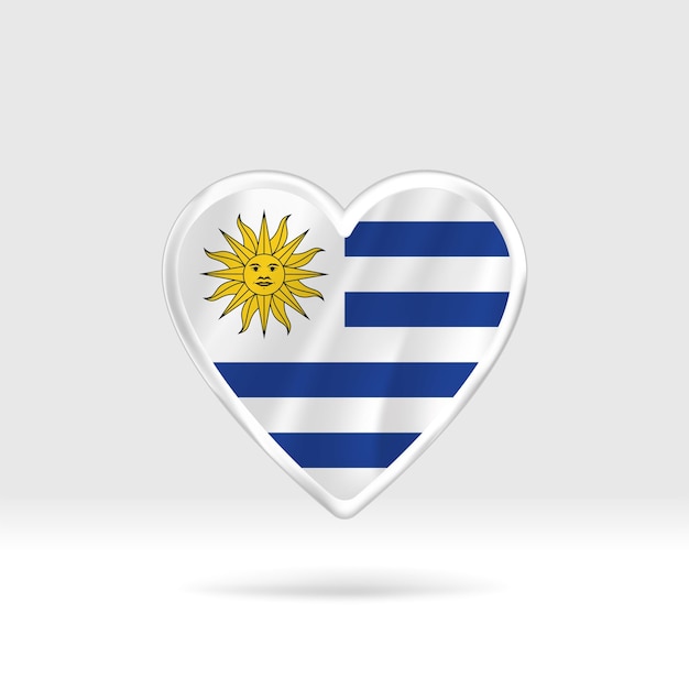 Heart from Uruguay flag. Silver button heart and flag template. Easy editing and vector in groups.