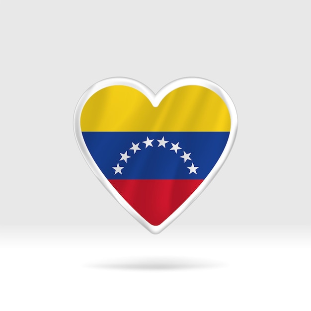 Heart from Venezuela flag. Silver button heart and flag template. Easy editing and vector in groups.