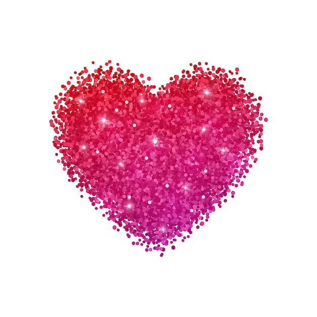 Vector heart glitter with red purple gradient effect. isolated on white background. vector illustration