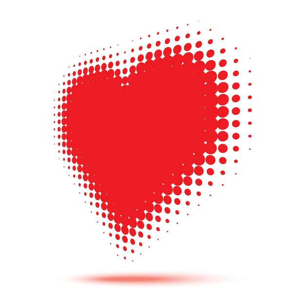 Heart Halftone logo in perspective. Design of vector heart icon for medical, health, high tech.