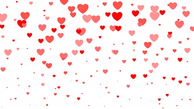 Heart halftone Valentine`s day background. Red and pink hearts on white