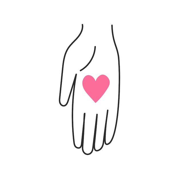 Heart in hand line gesture