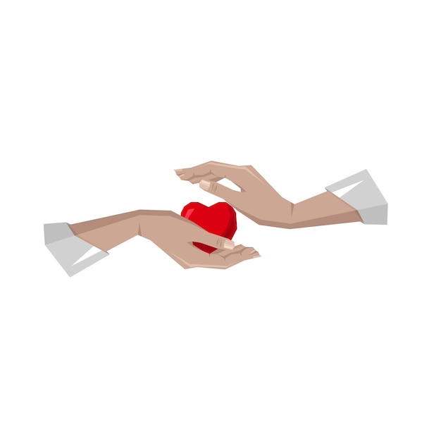 Heart in hand symbol sign icon logo template for charity health voluntary non profit organization