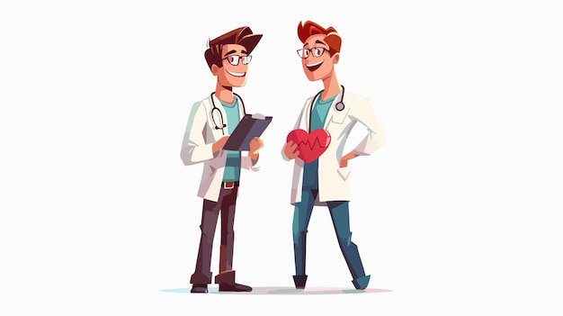 Heart Health Checkup Cartoon Illustration for Medical Professionals