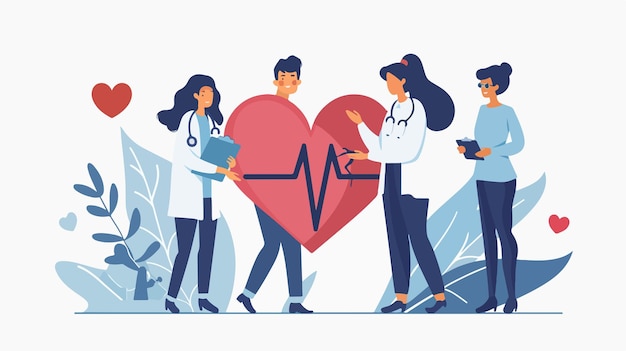 Vector heart health risk assessment conceptual image for medical professionals