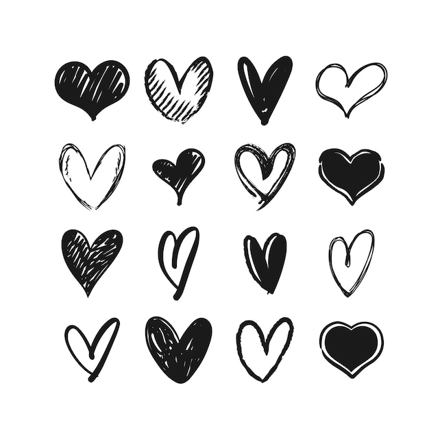 Heart icon doodles Hand drawn love symbol