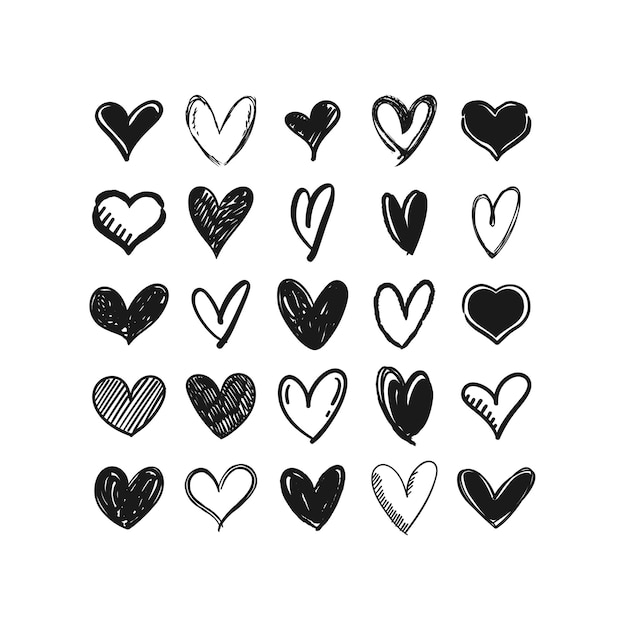 Heart icon doodles Hand drawn love symbol