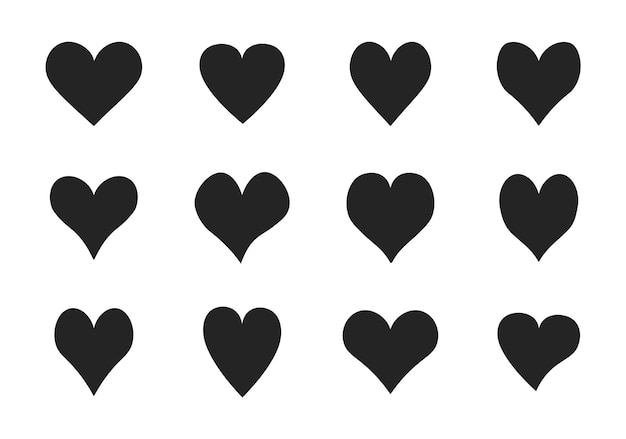 Heart icon set Heart icons hand drawn of different shapes