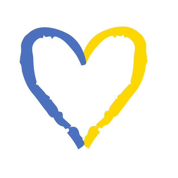 Heart icon with colors of Ukrainian flag Crisis in Ukraine concept