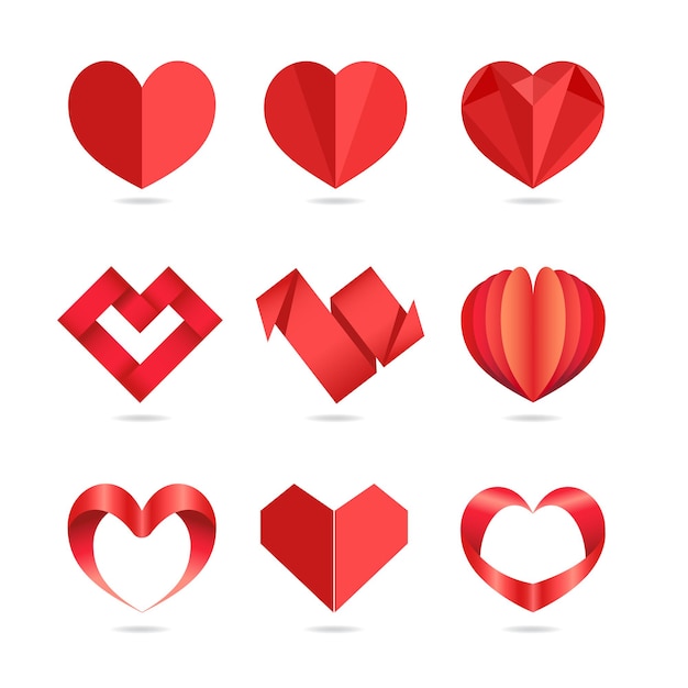 Heart icons set