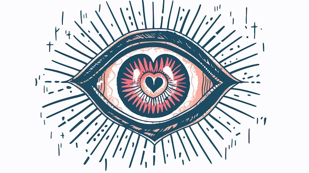 Vector heart inside eye in boho style flat icon vector illustration