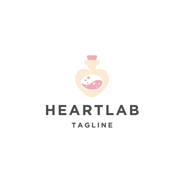 Heart lab logo icon design template flat vector