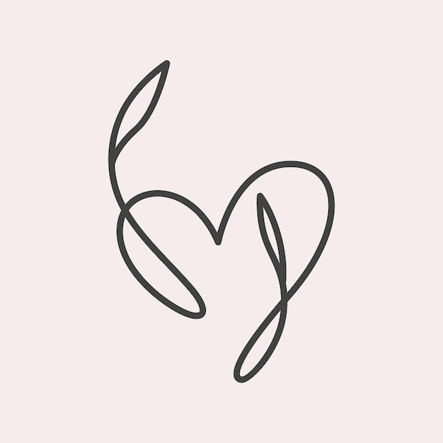 Heart and leaf design in simple line art style