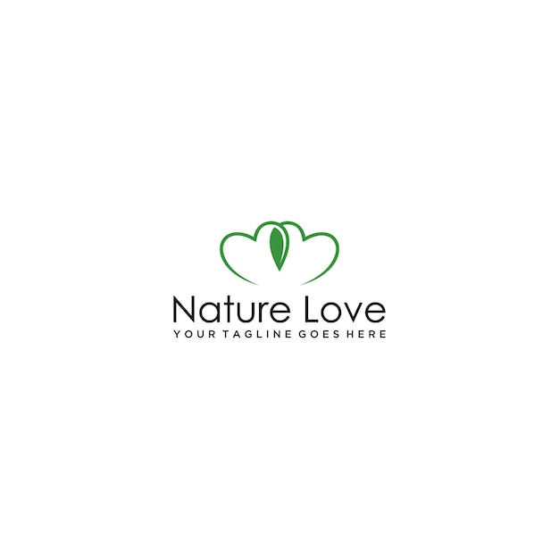 Heart and leaf sign. Love nature symbol.