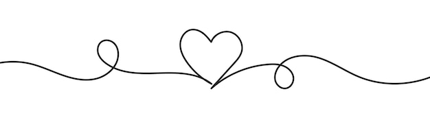 Heart line art drawing vector illustration Continuous one line drawing heart