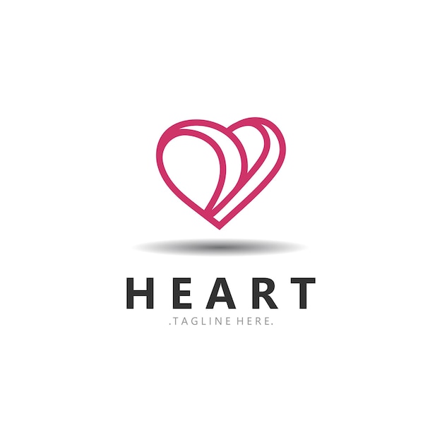 Vector heart logo design template luxury ribbon valentines day and love