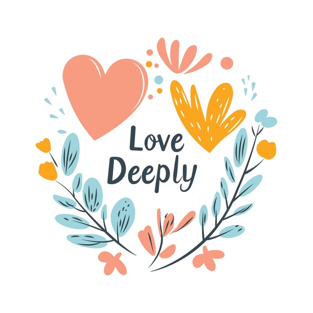 Vector heart love deeply in romantic flower floral decoration