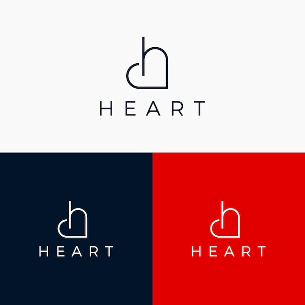 Heart Love Initial Letter H Logo Design Inspiration