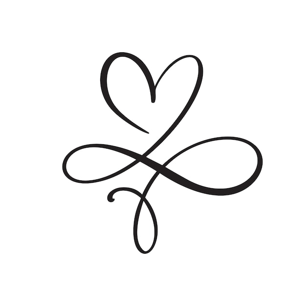 Heart love sign forever logo Design flourish element for valentine card Vector illustration Infinity