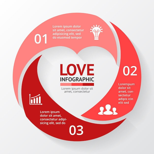 Heart love symbol Vector Infographic Presentation template Valentines Day  Circle diagram