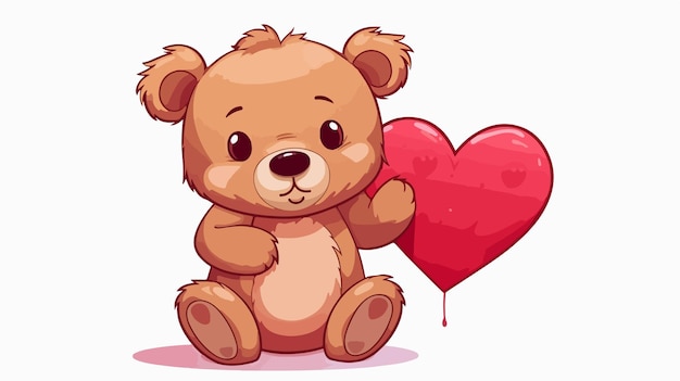 Vector heart love with teddy card icon cartoon vector illustration