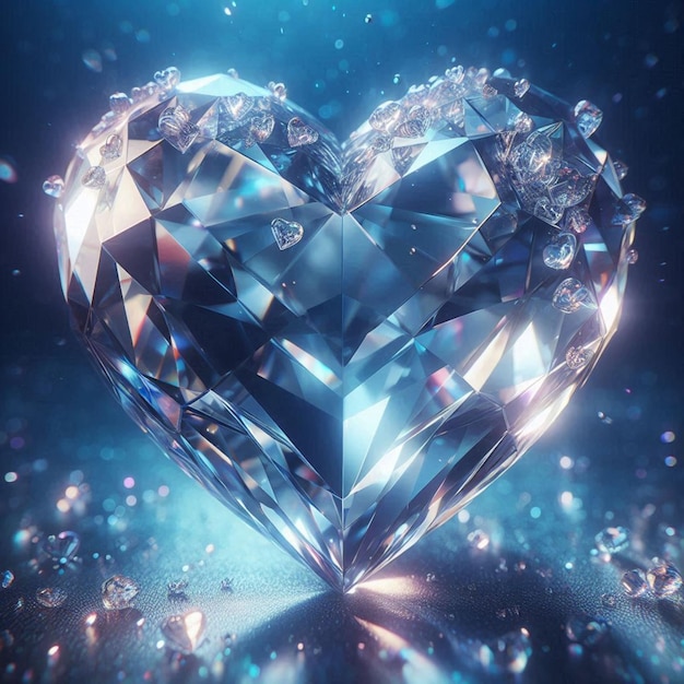 Vector a heart made of diamonds is shown with a blue background