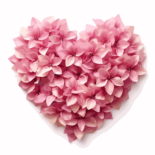 Vector a heart made of pink flowers with the word love on it