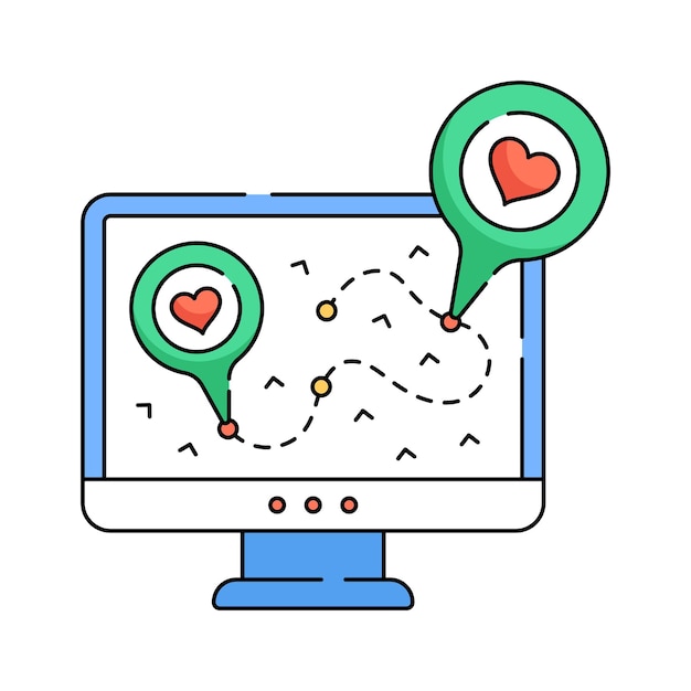 Vector heart marked map icon perfect for travel locationbased services or romantic getaways