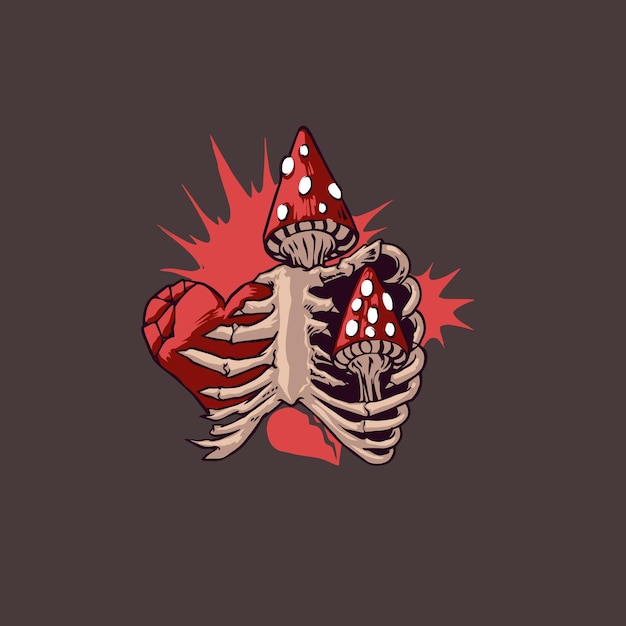 heart mushroom illustration