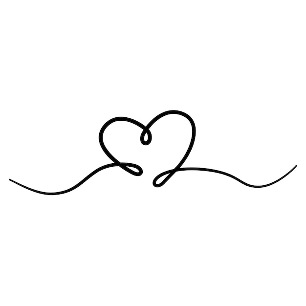 Heart one line drawing. Continuous line drawing of a heart. One line love symbol.