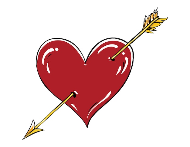 Heart Pierced with Arrow Cupid Love