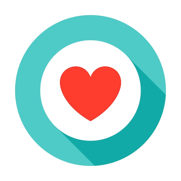 Heart Pill Circle Icon. Vector Illustration with Long Shadow. Medicine Item.