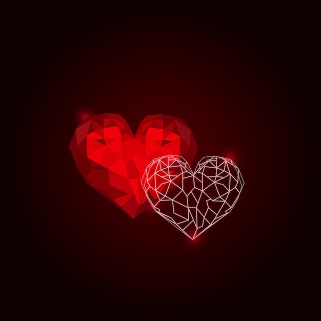 Heart in polygonal style vector