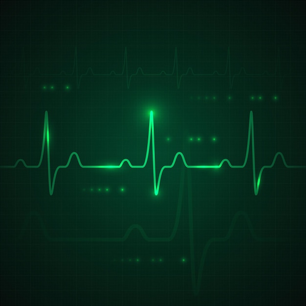 Heart pulse on green display. heartbeat graphic or cardiogram.