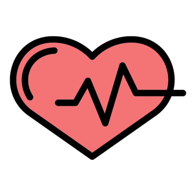 Heart pulse icon Outline heart pulse vector icon color flat isolated