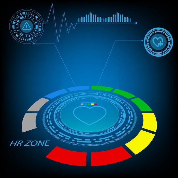 heart rate monitor AI hologram vector concept for future technology element background business